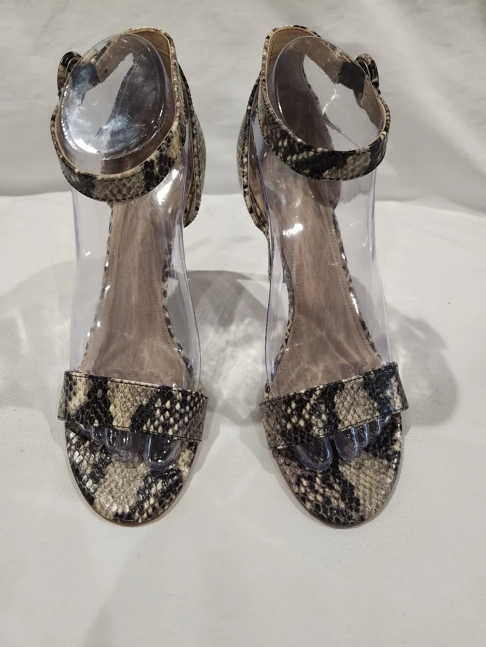 Marc Fisher Kora Strappy Snake-Print Ankle Strap Heels Size 7